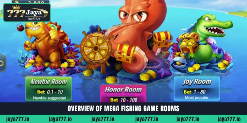 Overview of Mega Fishing game rooms and betting limits at Jaya777