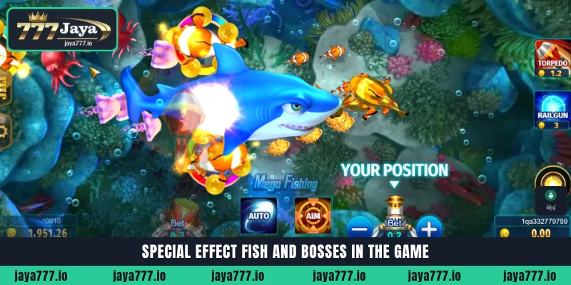 Special effect fish and legendary bosses in Mega Fishing JILI game