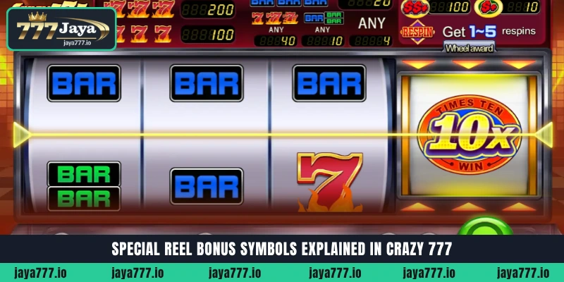 Special reel bonus symbols and multipliers explained in Crazy 777 game