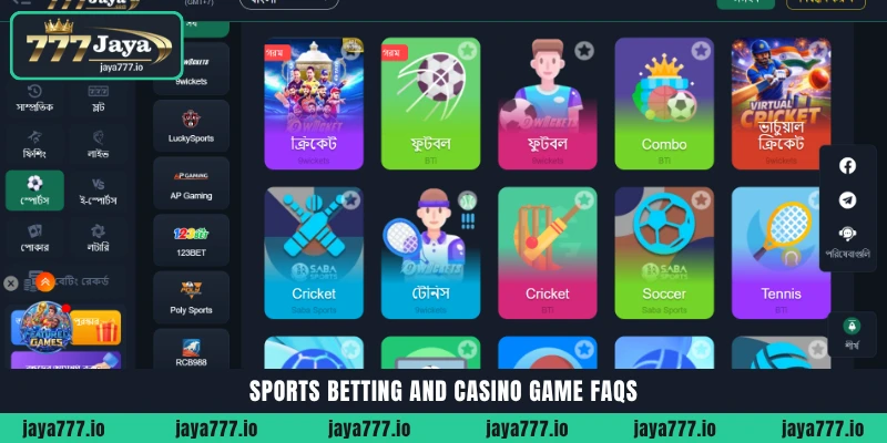 Sports betting, virtual slot games, and live casino FAQs at Jaya777 platform