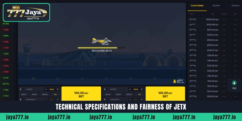 Technical specifications and provably fair mechanics of JetX crash game