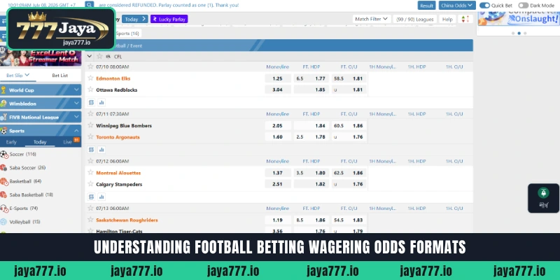 Understanding Football Betting odds formats and payout calculations at Jaya777 sportsbook